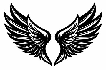 Angel wing vector tattoo design, wing silhouette illustration