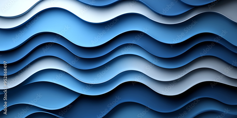 Poster blue wavy patterns of layered texture create a soothing visual effect ideal for backgrounds in desig