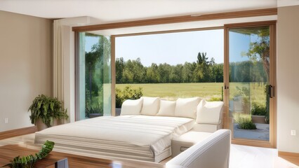 Fototapeta premium Large spacious bedroom in the house