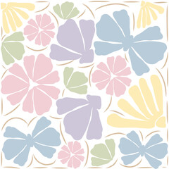 Fototapeta premium Botanical composition of flowers. Modern Matisse minimalist style. Floral poster fabric pattern. Invitation. Vector stock illustration for greeting card or invitation design.