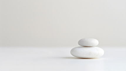 Single Pebble on a White Surface | Minimalist Natural Element in Clean and Simple Setting