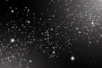 star and dust  on the black  background.  stock isolated illustration. Christmas background of shining dust. use transparency mode
