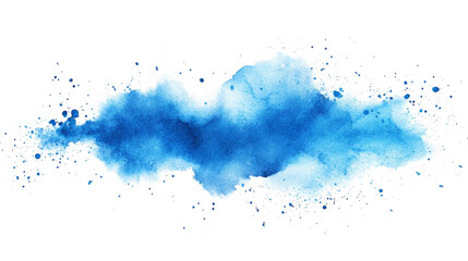 Obraz premium Azure PNG watercolor wash illustration. A vibrant blue watercolor splash on white canvas. Deep cerulean hues bleed outwards, their intensity gradually softening into wispy, cloud-like shapes