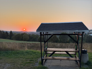 sunset in the countryside in the vogtland,saxony germany