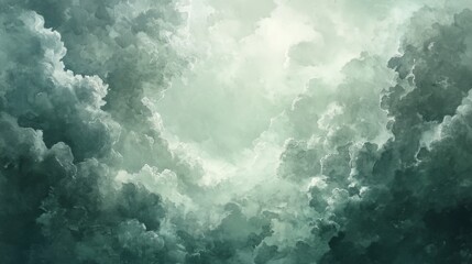 Clouds and sky watercolor hand drawn illustration. Abstract blue snowflakes winter watercolour background. Sky pattern with snow. Light blue watercolour paper texture background.