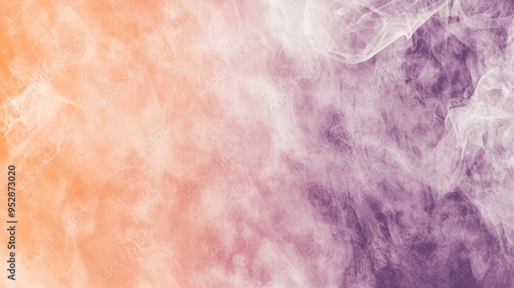 Poster white smoke is blending together creating a gradient from orange to purple in this abstract backgrou