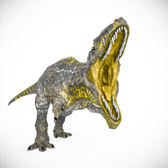 giganotosaurus is intimidating the others on white background © DM7