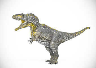 giganotosaurus is walking on white background side view © DM7