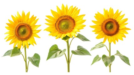 Obraz premium Set of Sunflower Flowers A Summer Symphony white background