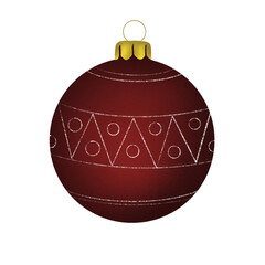 Red Christmas ball illustration isolated, hand drawn