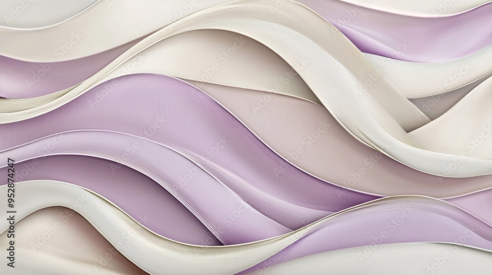 Poster abstract background with smooth lines in pastel pink and cream, creating a sense of elegance and flu
