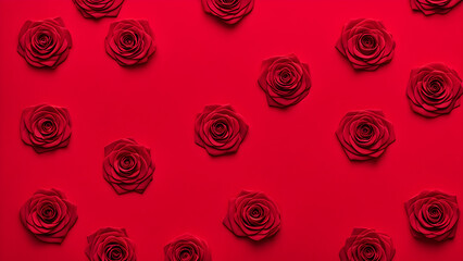 red matte roses on red background