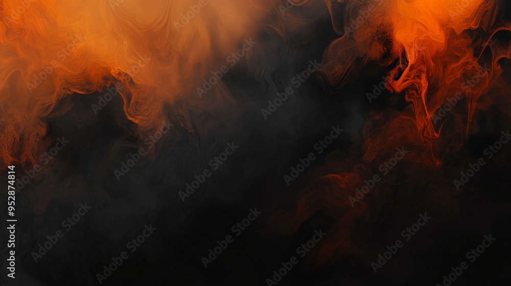 Poster orange and yellow smoke is blending with dark fumes creating abstract shapes. this is a colorful bac