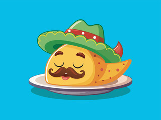 A fun taco cartoon character sleeping vector art illustration .