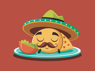 A fun taco cartoon character sleeping vector art illustration .