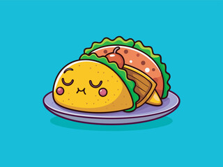 A fun taco cartoon character sleeping vector art illustration .