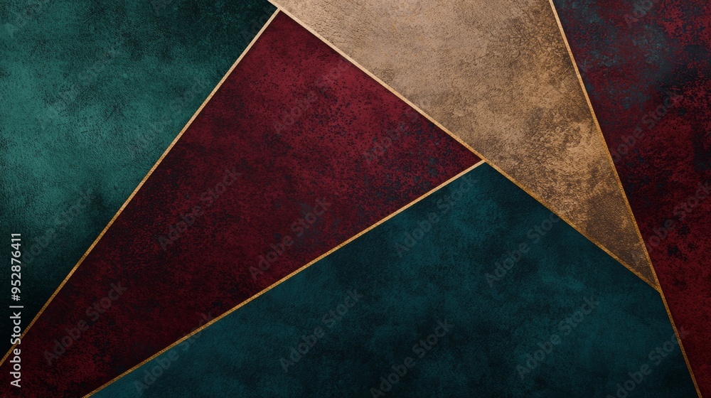 Poster this abstract geometric background features elegant gold lines on textured burgundy and teal color b