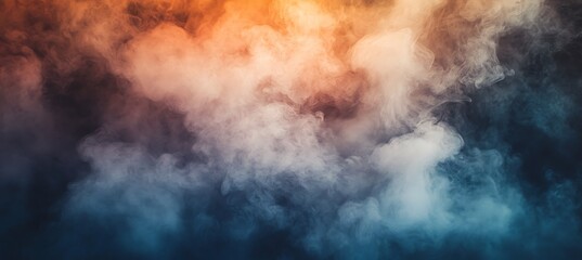 Obraz premium A dynamic, swirling smoke effect in dark tones with a blank central text space 