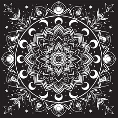 Big vector set of round patterns. Collection of geometrical mandalas. Boho ornament 