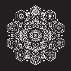 Big vector set of round patterns. Collection of geometrical mandalas. Boho ornament 