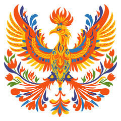 Fototapeta premium Ethnic firebird. Bright vector illustration isolated on white background
