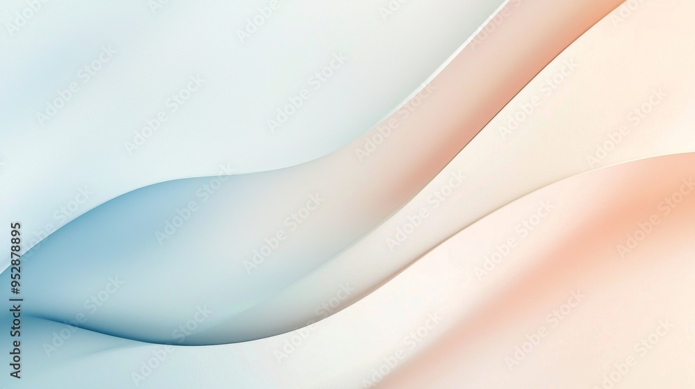 Poster soft blue and pink waves are blending together to create a calming abstract background with a modern