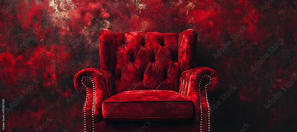 Poster a luxurious velvet texture background in deep red with a central text space
