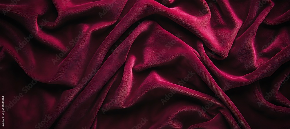 Poster a luxurious velvet texture background in deep red with a central text space