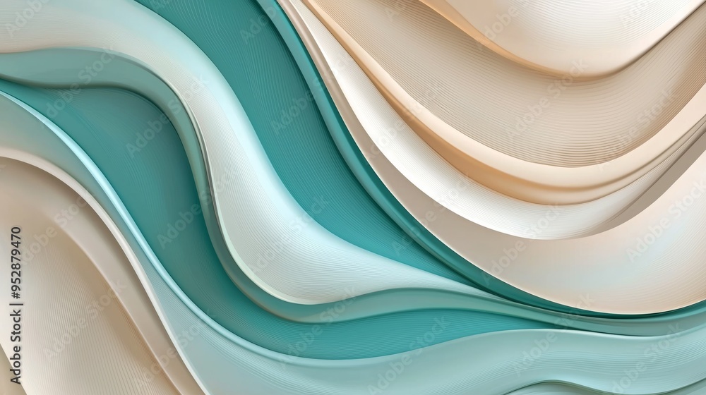 Aufkleber smooth turquoise and beige lines create an elegant and modern abstract background. perfect for websi