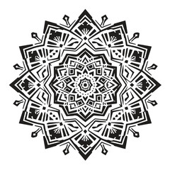 : Silhouette of a mandala with overlapping hexagons .eps