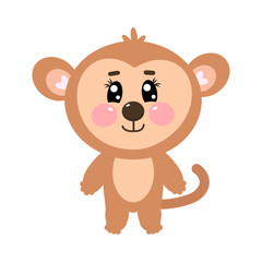 Cute kawaii little monkey full length for kids