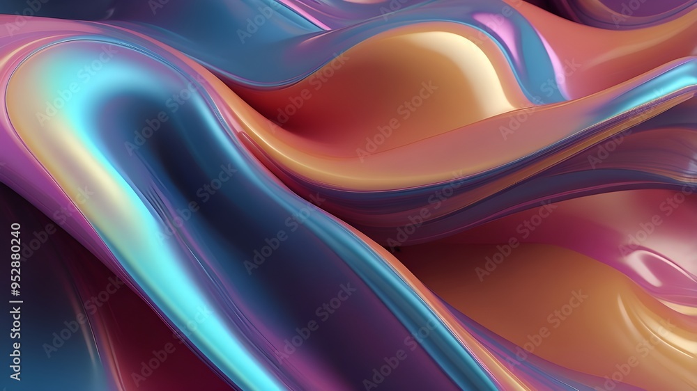 Aufkleber imagine a vibrant and dynamic scene, where a fluid wave of iridescent colors dances and twists in a 