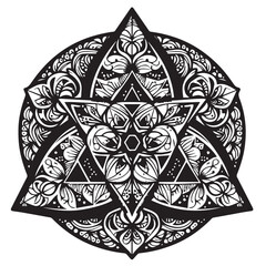 Vector of a mandala with geometric borders23.eps