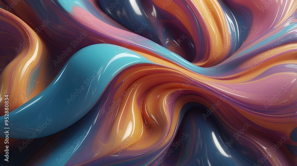 Aufkleber imagine a vibrant and dynamic scene, where a fluid wave of iridescent colors dances and twists in a 