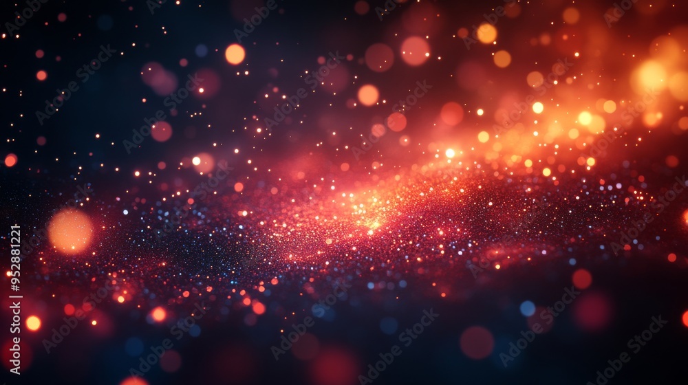 Poster this image features a stunning display of colorful lights and particles, creating a beautiful and vi