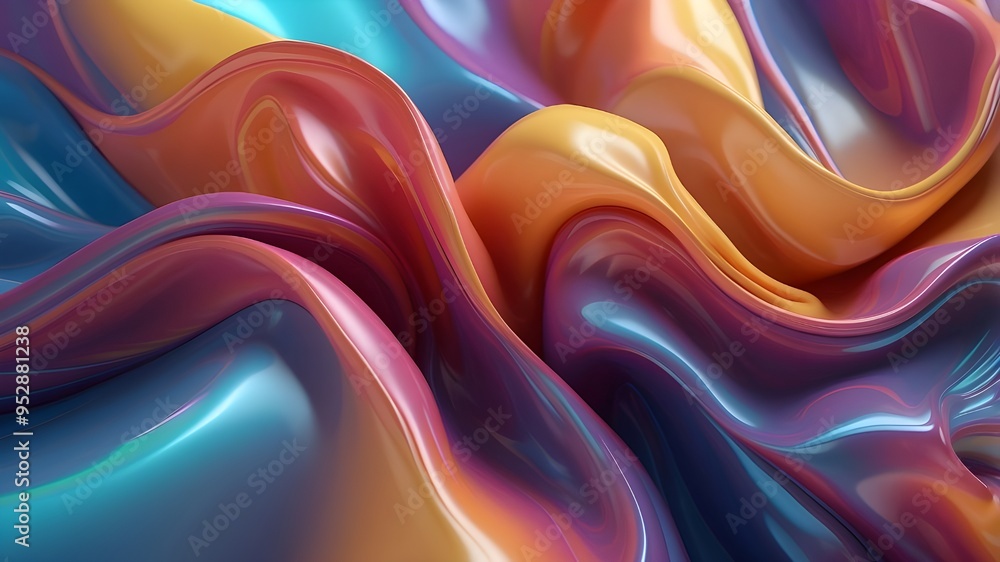Aufkleber imagine a vibrant and dynamic scene, where a fluid wave of iridescent colors dances and twists in a 