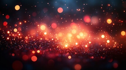 Fototapeta premium Mesmerizing array of glowing bokeh lights in warm red and orange tones against a dark background