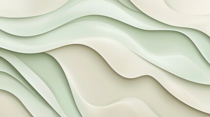 Obraz premium Green and white abstract background with a smooth, flowing design, featuring organic waves and curves creating a sense of elegance and movement