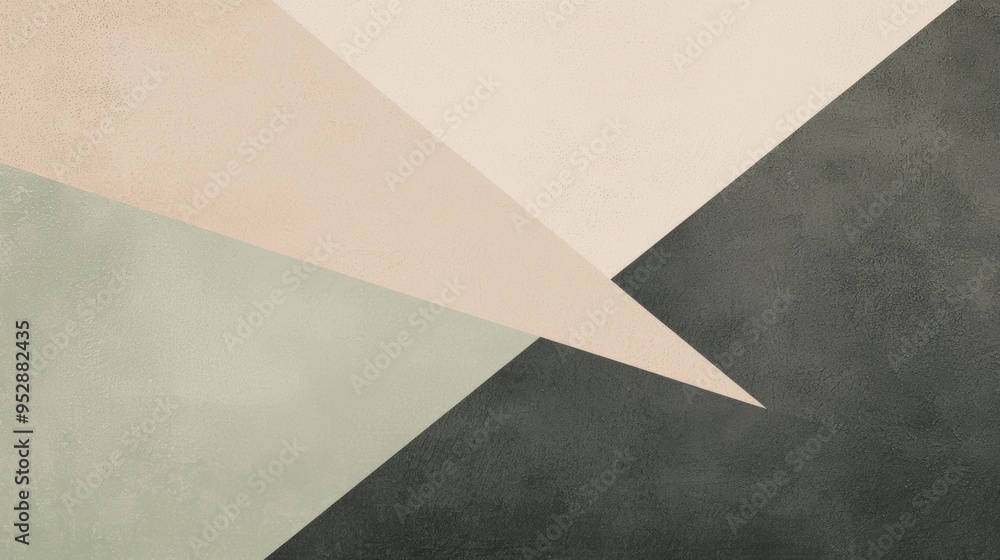 Poster minimalist background featuring a geometric pattern of triangles in neutral colors, creating a moder