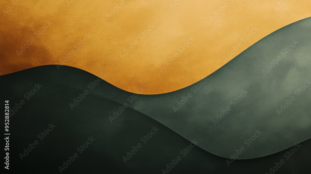 Poster abstract background forming a two-tone design with wavy shapes, featuring a dark green color in the 
