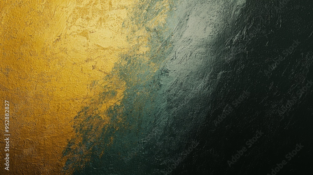 Poster abstract gold and black painted wall texture background banner with a rough grainy textured surface 