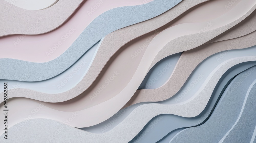 Poster abstract background with smooth pastel-colored waves creating a sense of elegance and serenity, idea