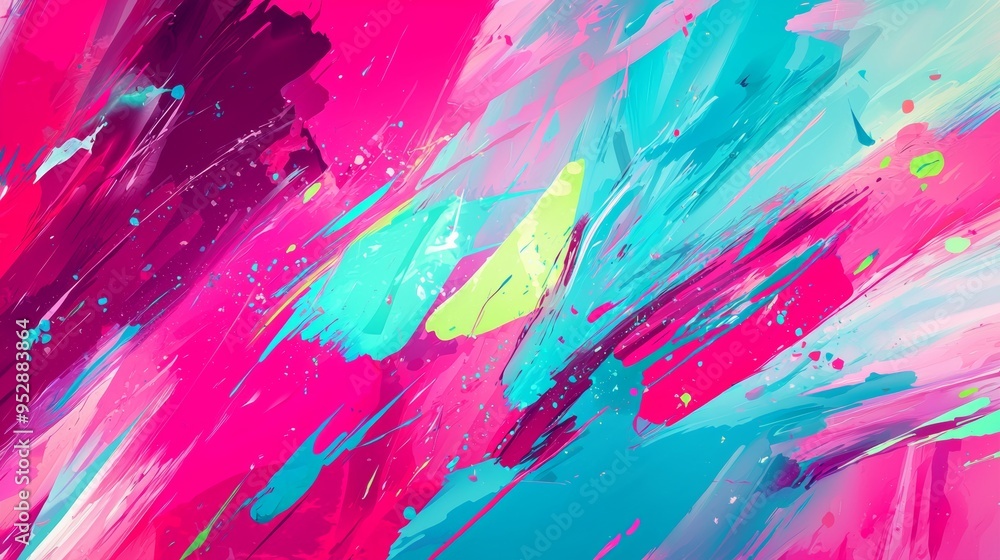 Aufkleber colorful brushstrokes are creating a vibrant and dynamic composition, perfect for projects that requ