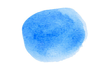 Sky blue, light blue spot, watercolor hand painted circle shape isolated on white background with clipping path.