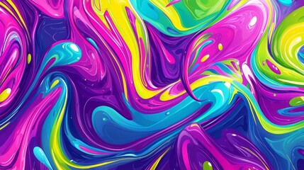 Fototapeta premium Abstract colorful background with a swirling, marbled pattern made of liquid paint mixing together in a psychedelic color palette