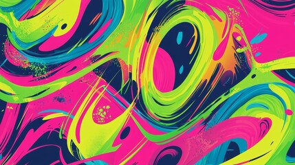 Abstract background design featuring swirling and mixing neon colors on a dark background, great for a variety of projects