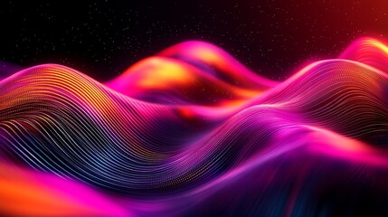 Obraz premium Abstract Digital Landscape with Vibrant Pink and Orange Waves