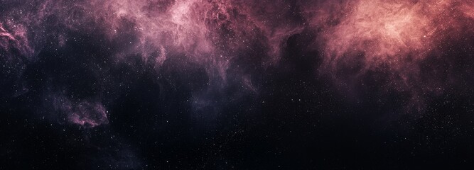 Obraz premium Mesmerizing pink nebula drifts among twinkling stars in space, blending red, pink, purple, and blue hues into an abstract pattern that evokes wonder and mystery