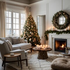 Living room interior at Christmas time 