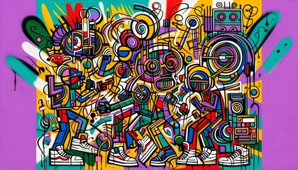 Obraz premium Vibraciones Urbanas: Ritmo y Arte